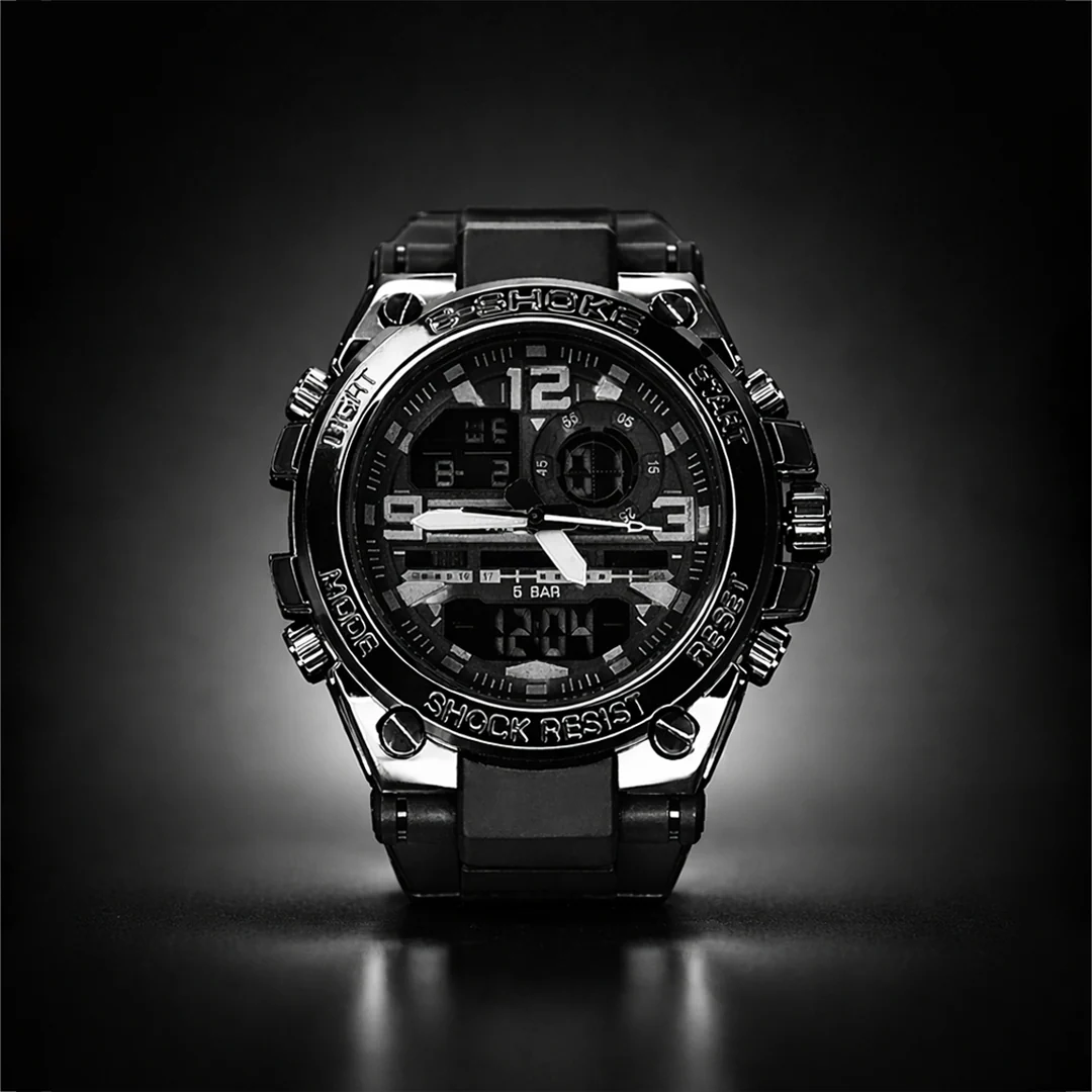 C-SHOCK Dual Display Sports Watch I Shock Resistant 5BAR Waterproof (Black Edition)