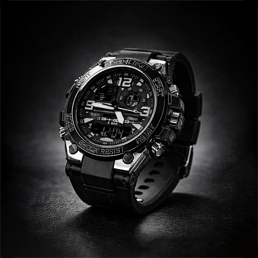 C-SHOCK Dual Display Sports Watch I Shock Resistant 5BAR Waterproof (Black Edition) view 2