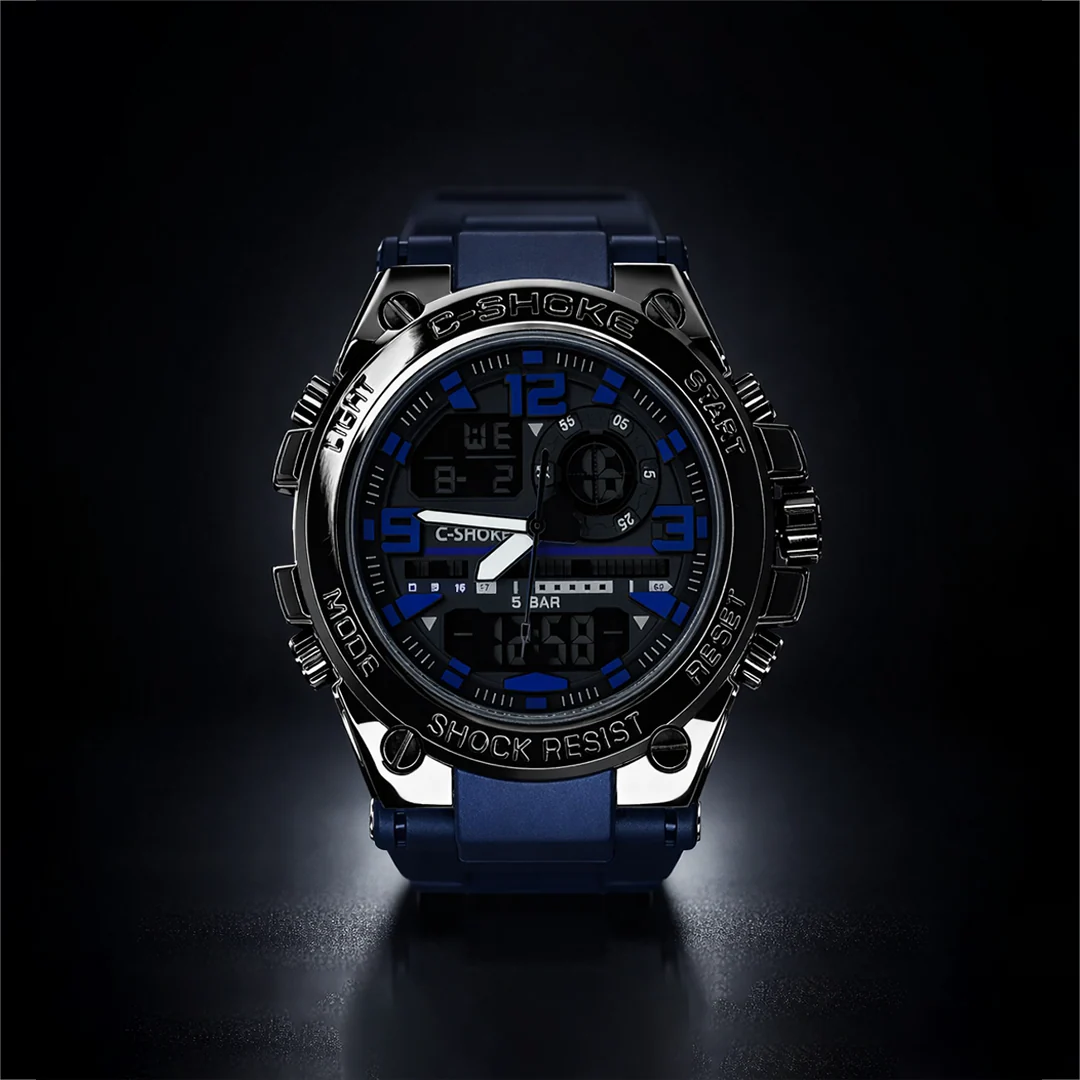 C-SHOCK Dual Display Sports Watch I Shock Resistant 5BAR Waterproof (Blue Edition)