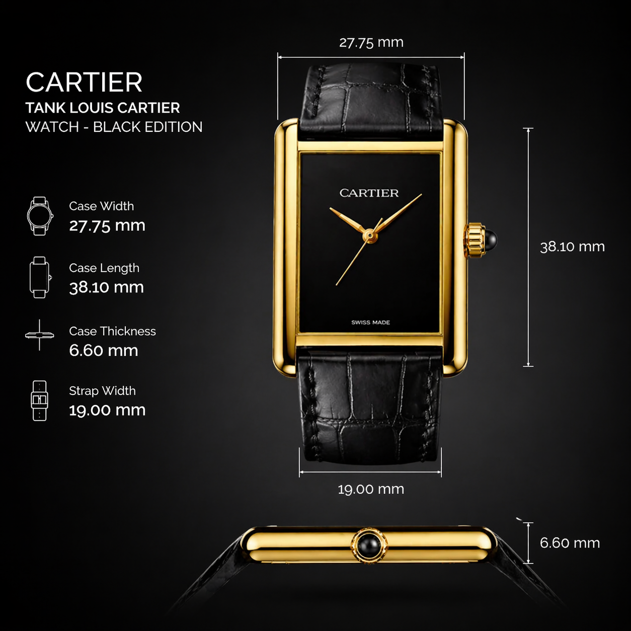 Cartier Tank Louis Cartier Watch - Black Edition view 4