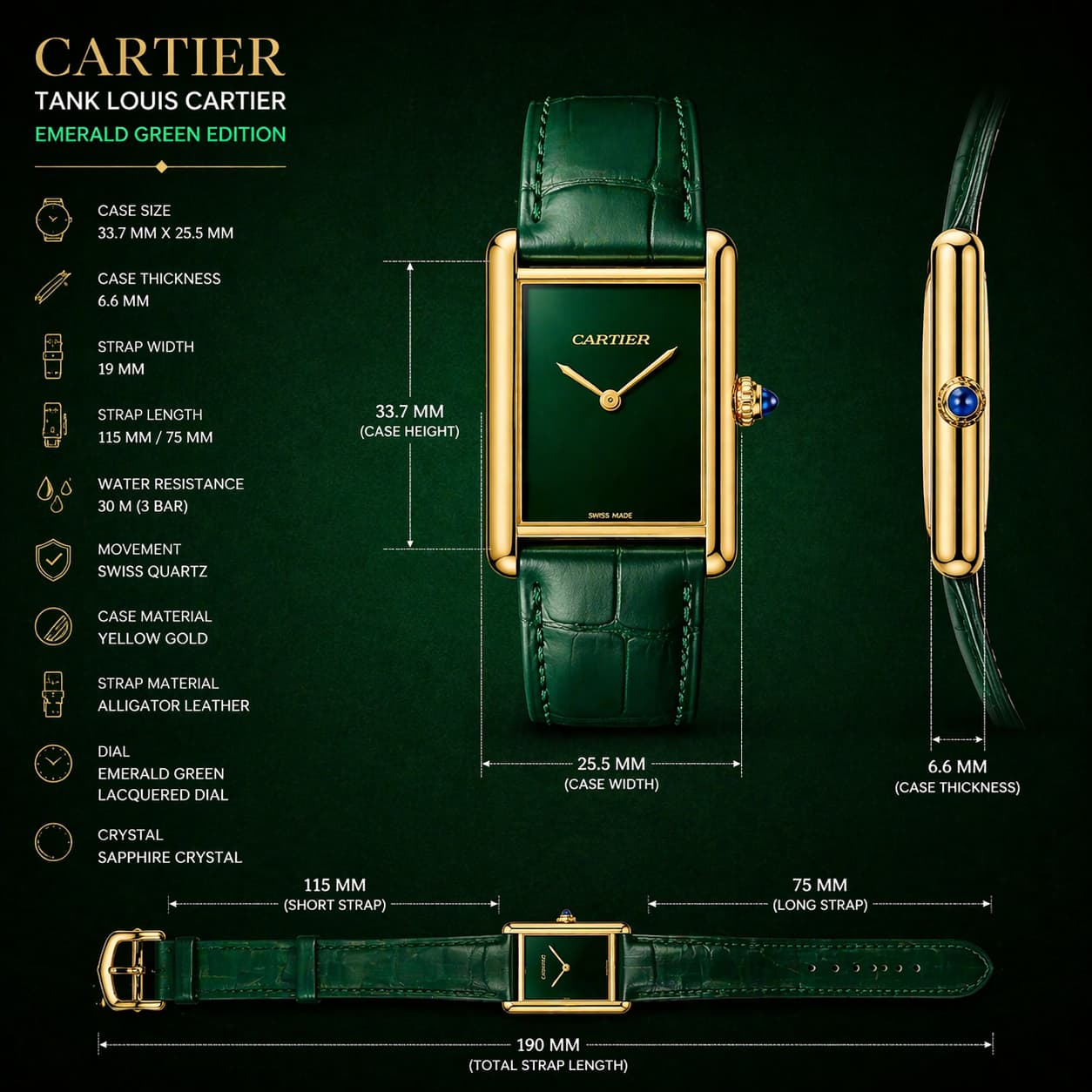 Cartier Tank Louis Cartier Watch - Emerald Green Edition view 4