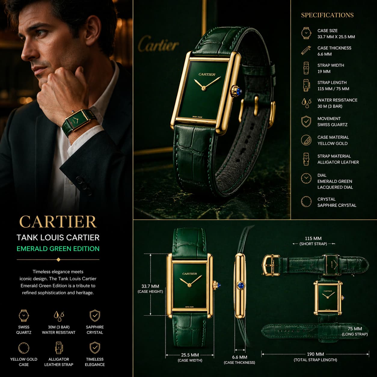 Cartier Tank Louis Cartier Watch - Emerald Green Edition view 6