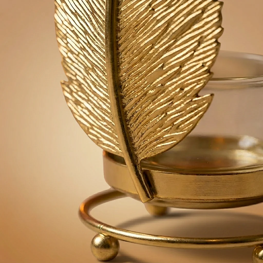 Golden Leaf Candle Holder view 3