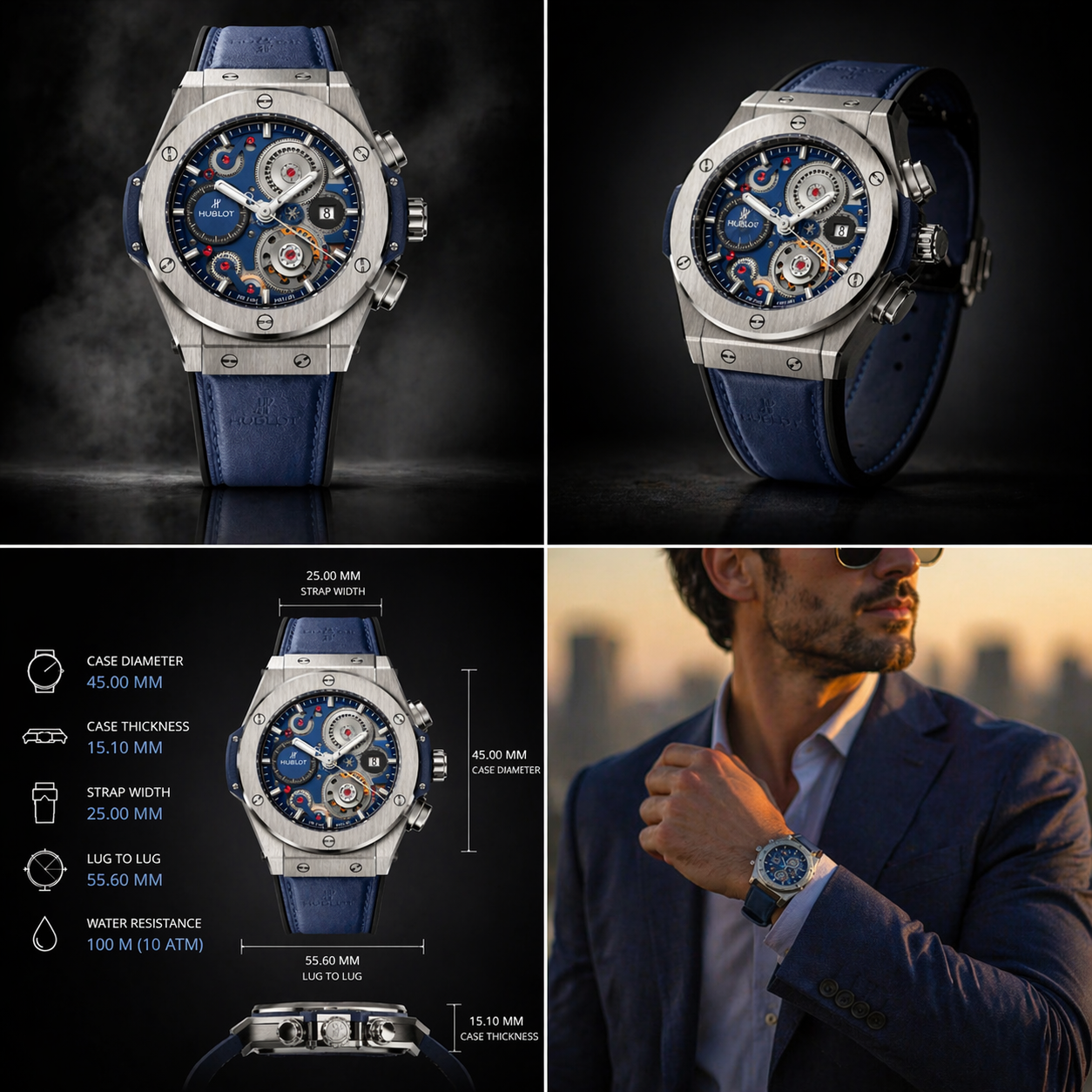 Hublot Big Bang MECA-10 Blue Dial – Skeleton Luxury Men’s Watch view 6