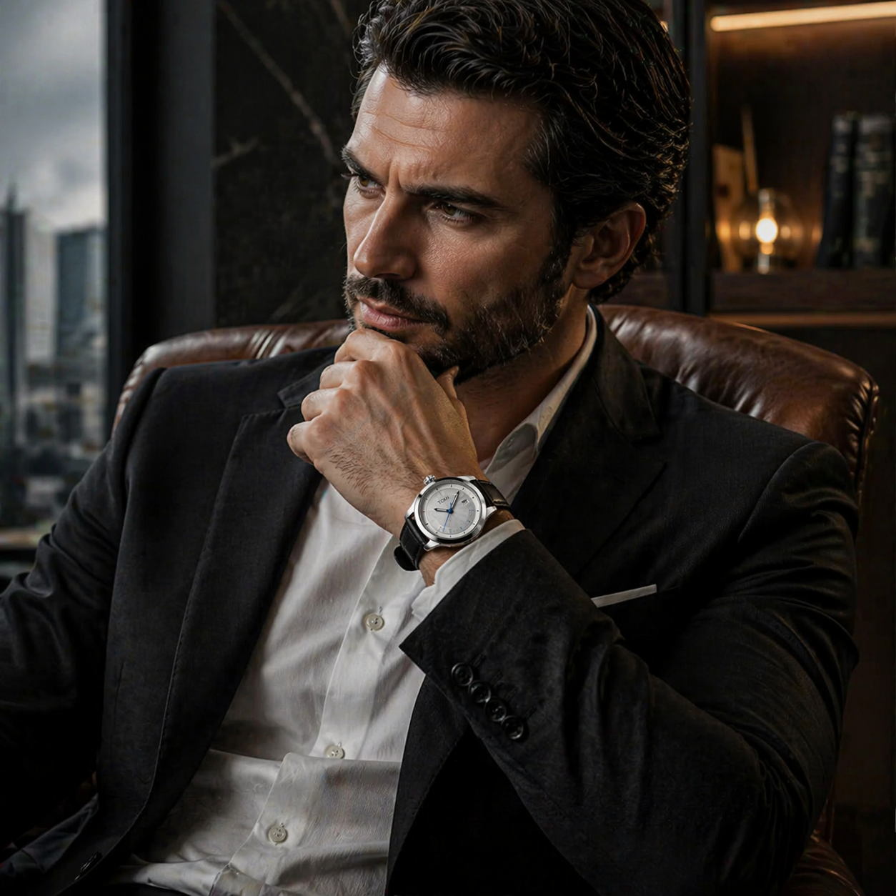 TOMI Silver Tech Edition – Minimalist Metallic Dial Watch view 5